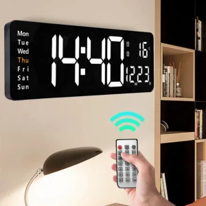Digital LED Large Display Wall Desk Alarm Clock With Calendar Temperature Date